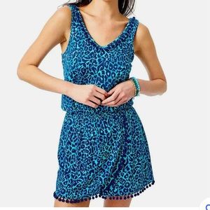 Lilly Pulitzer GiGi Romper My Favorite Spot Oyster Bay Navy Sz L EUC